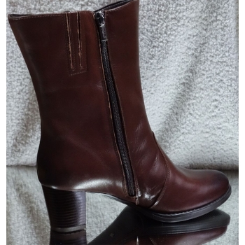 Skórzane szerokie botki  tęgość H obcas 5.8 cm